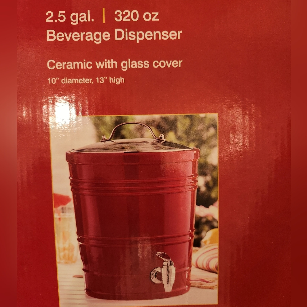 Red Ceramic 2.5 Gal Beverage Dispenser